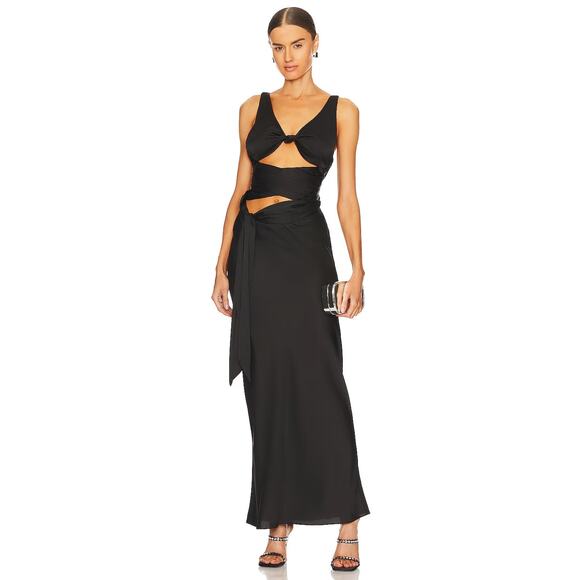 Danielle Guizio Wrapped Maxi Dress Formal Party Elegant Whimsigoth Sexy Dark XS - Picture 2 of 9